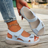 Women's Mary Jane Wedge Sandals - Adjustable Hook-and-Loop Ankle Strap, Breathable PU Upper, Cushioned Insole, Open Toe Summer Casual Beach Shoes