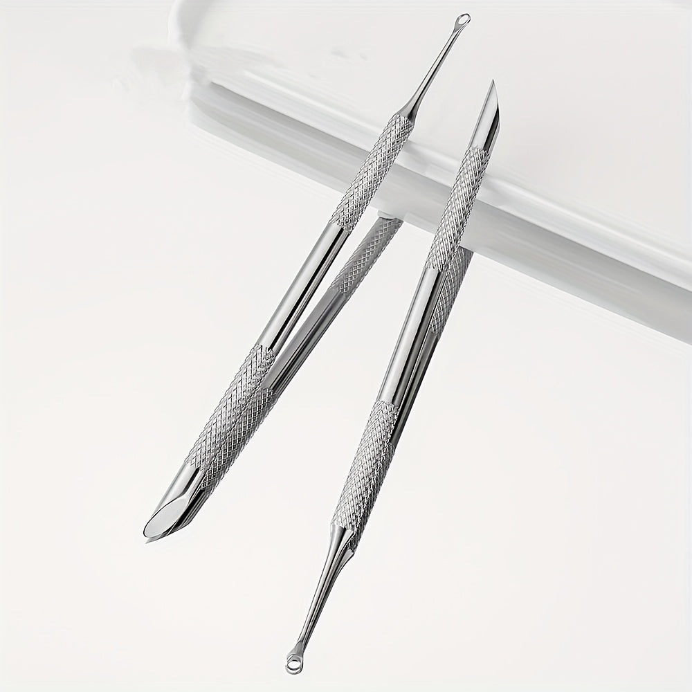 Stainless Steel Cuticle Pusher & Nail Care Tool - Dual-Ended Manicure & Pedicure Dead Skin Remover, Portable Durable