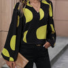Elegant Black & Red Color Block Puff Sleeve Blouse for Women - Opaque Machine-Washable Spring/Fall Top