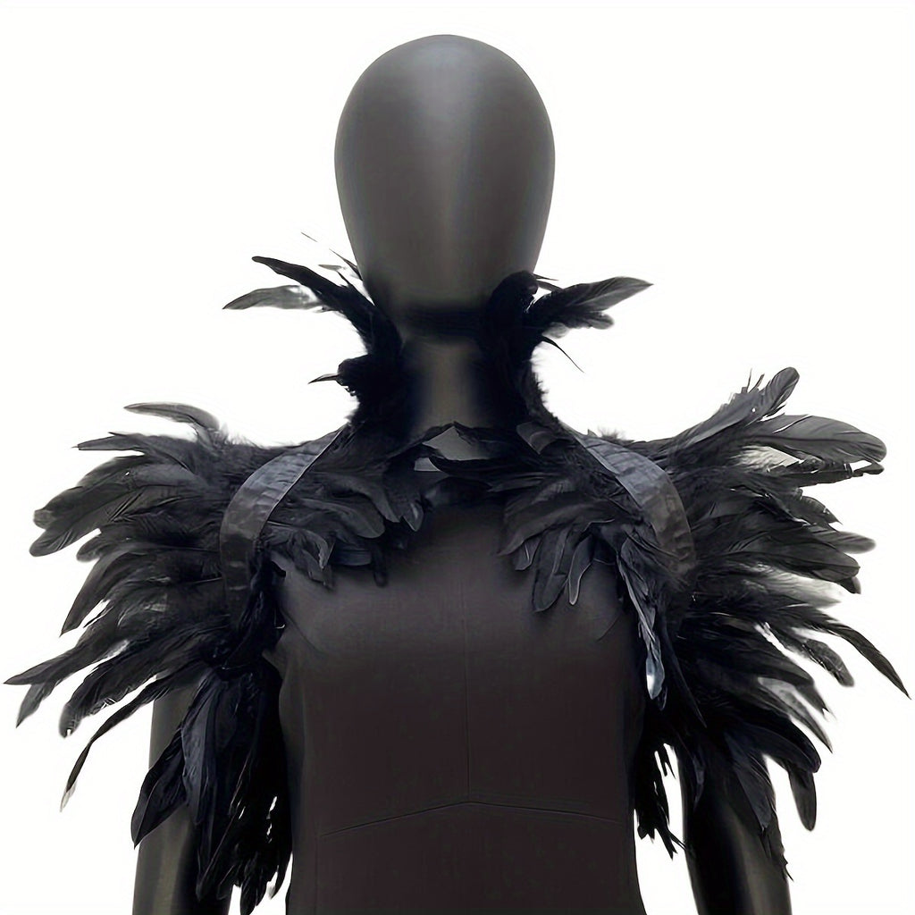 Women's Gothic Faux Feather Collar Cape Shawl — Elegant Party, Prom & Halloween Cosplay Wrap (Multiple Colors)
