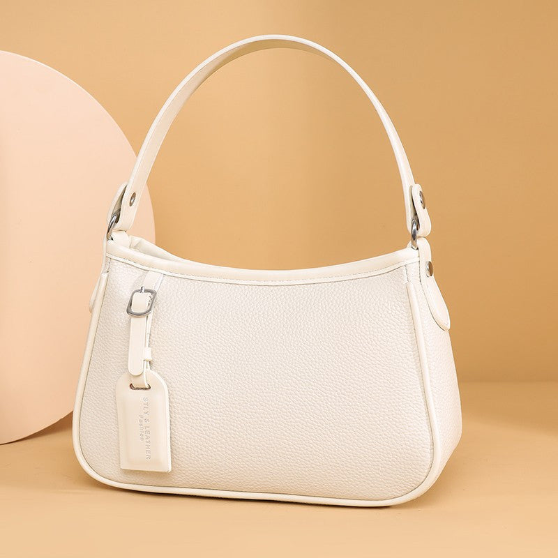 Women's Genuine Leather Crossbody Bag - Minimalist Black Zipper Shoulder Purse for Work, Travel & Parties