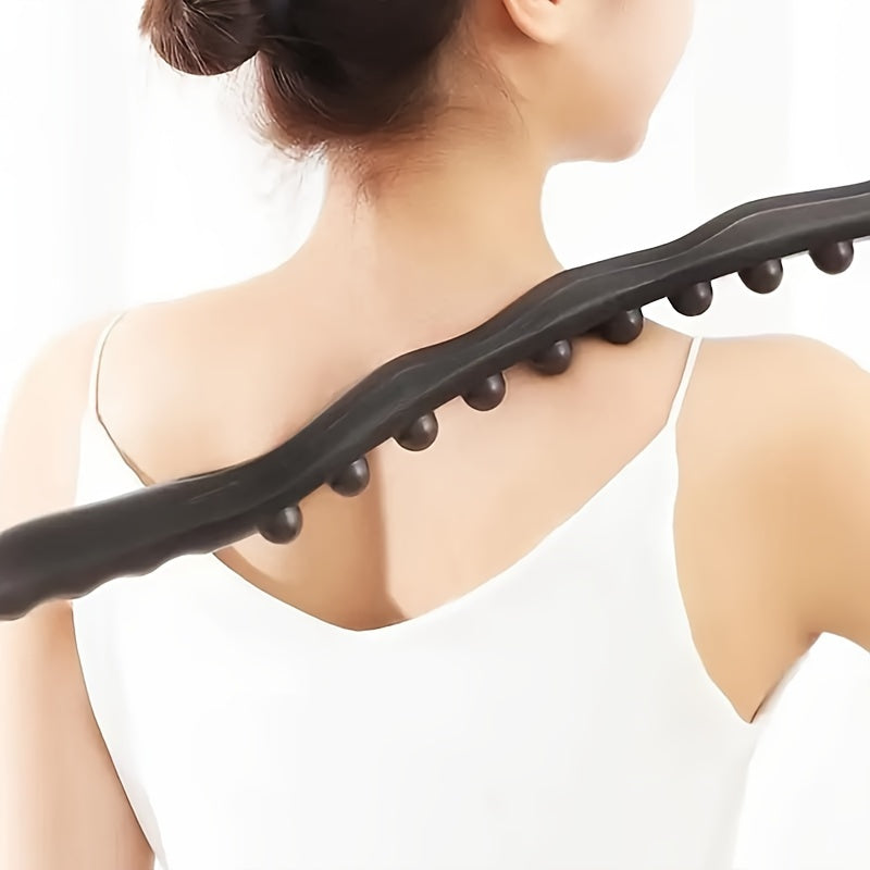 19-Bead Meridian Rolling Massage Stick — Manual Neck, Back & Abdominal Body Massager