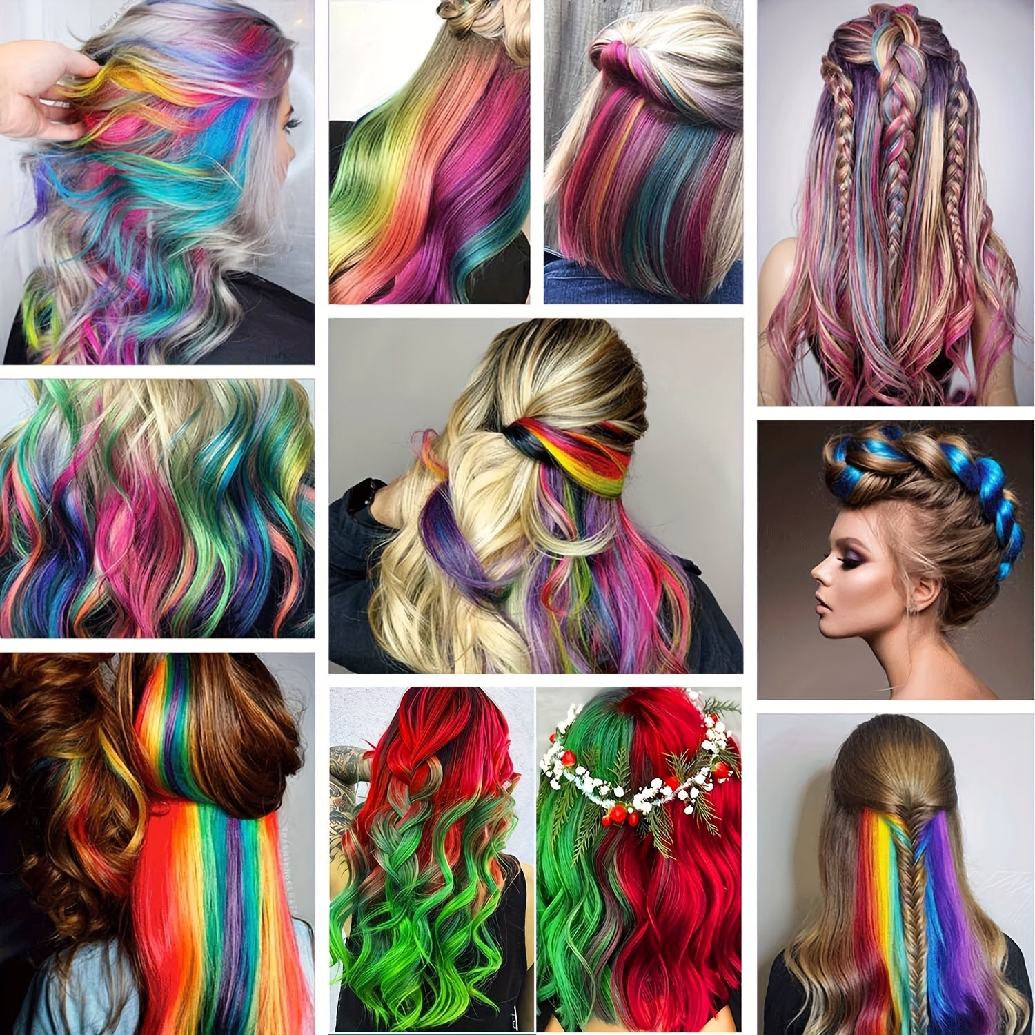 10-Pack 18-Inch (45 cm) Clip-In Hair Extensions — Straight Multicolor Highlights, Heat-Resistant Synthetic Clip-On Strands