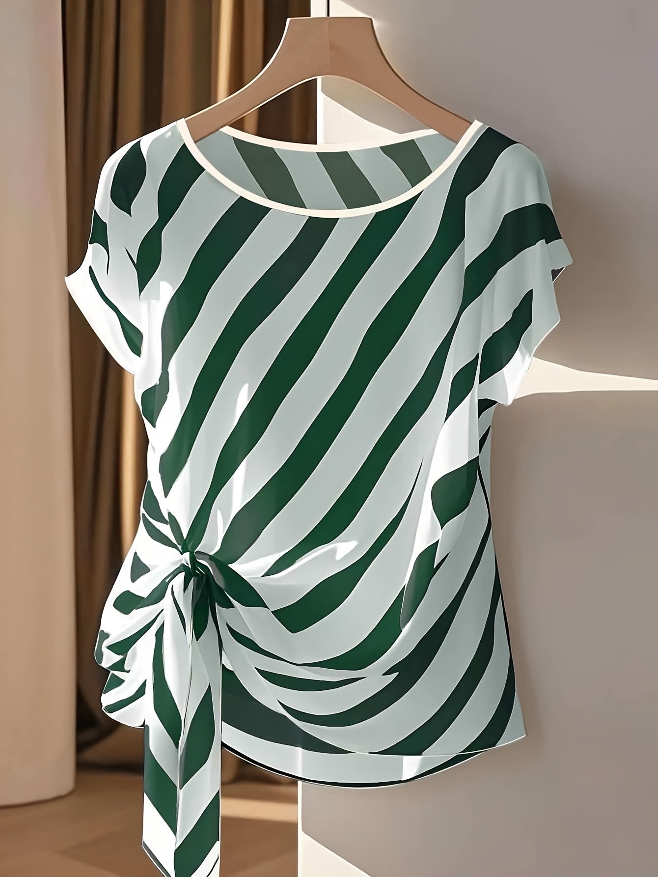 Women's French-Inspired Sleeveless Bow Blouse – Semi-Sheer Striped Crew-Neck Top for Spring, Summer & Fall