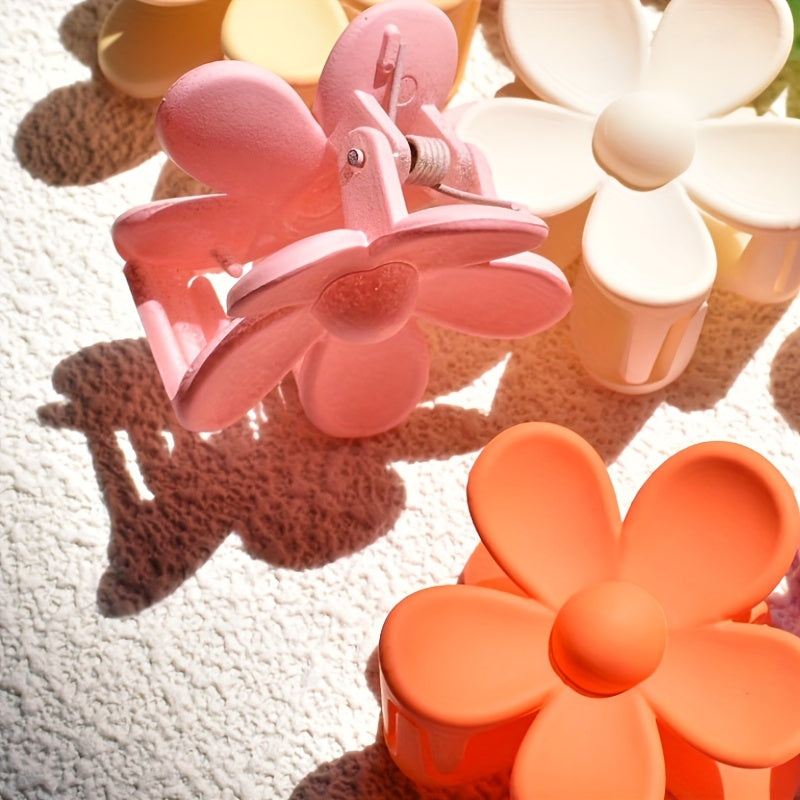 8-Pack Frosted Macaron Flower Hair Clips for Women – Small Neutral Floral Braid & Styling Accessories