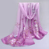 Vintage Magpie Print Long Imitation Silk Chiffon Scarf, Lightweight Shawl Wrap