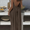 Women's Lightweight Halter Neck Maxi Dress – Sleeveless Backless Tie Detail, Loose Fit Beach & Vacation Dress
