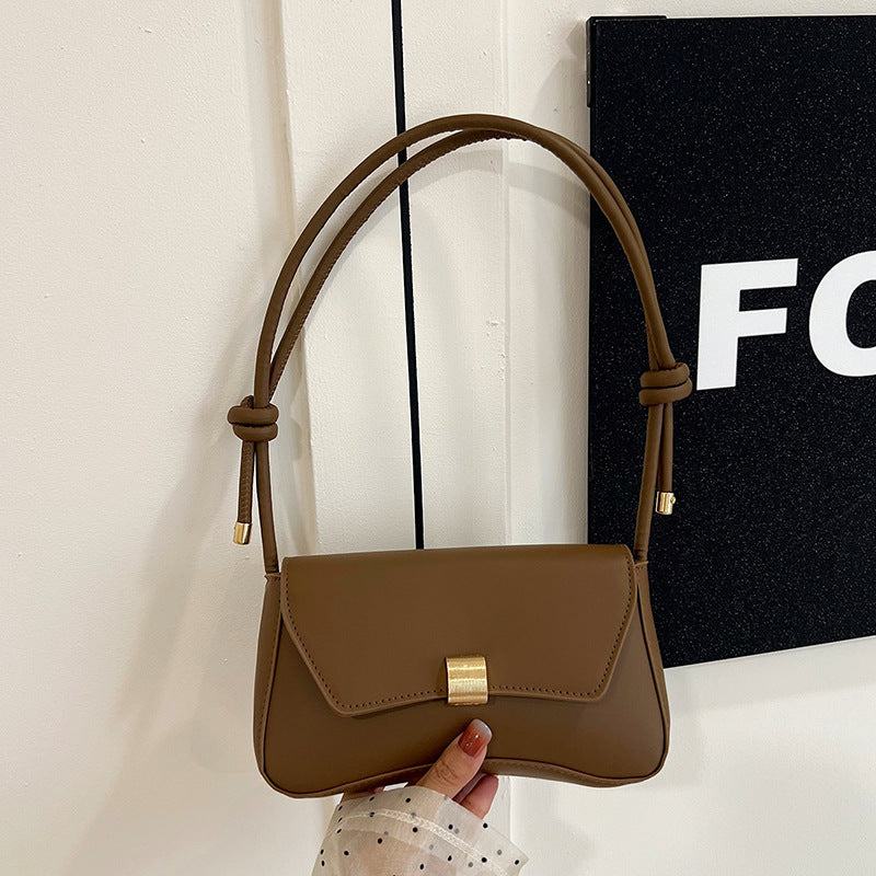 Women's Faux Leather Baguette Handbag – Retro Underarm Shoulder & Messenger Bag with Buckle Closure, Versatile Day-to-Night Purse