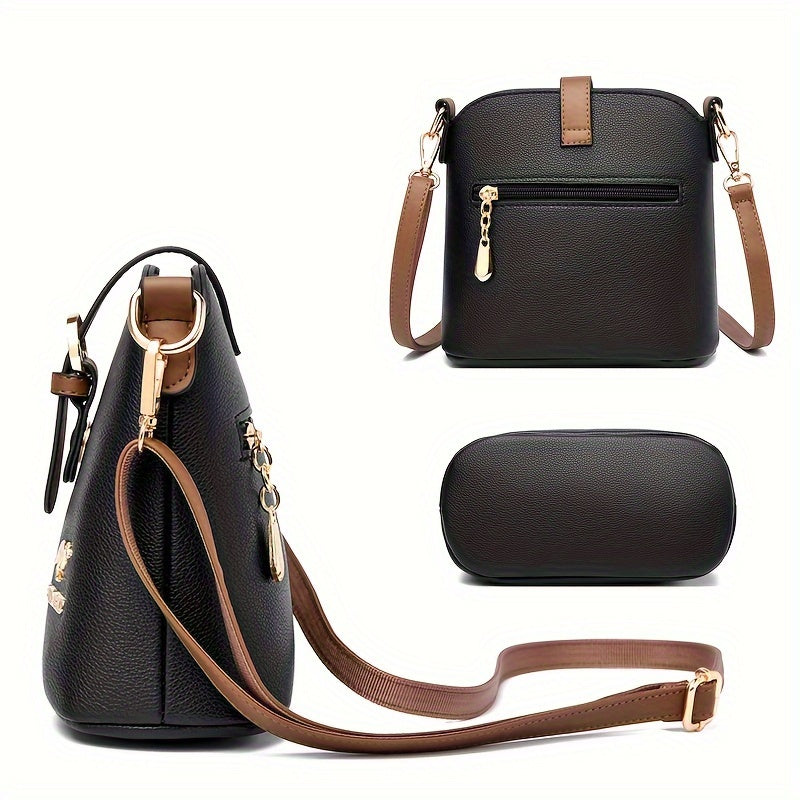 Elegant Women's Small Bucket Shoulder Bag, Lightweight Crossbody for Travel & Shopping