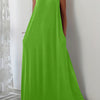 Women's Plus Size Sleeveless Maxi Dress - Elegant A-Line Solid Color, Medium Stretch for Spring & Summer