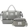 Women's Large Quilted Checkered Duffle Bag - Removable Strap, Zipper Closure, Spacious Travel & Gym Weekend Bag