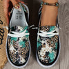 Women's Marble Mosaic Slip-On Loafers - Breathable Lightweight Low-Top Moccasins with Lace-Look Strap & Arch Support in Turquoise Blue Green Black White Gold Beige Gray Brown