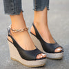 Women's Peep Toe Cross-Strap Platform Sandals – Chunky Buckle High Heels for Summer
