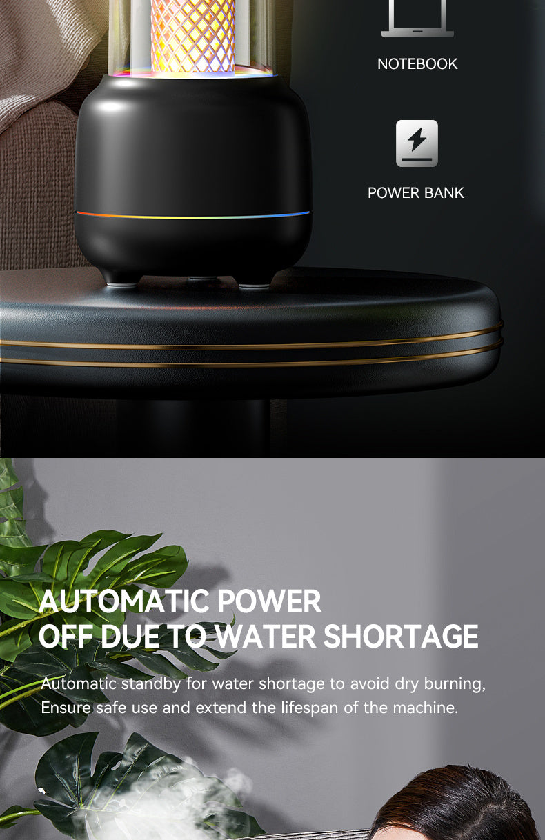 USB Desktop Humidifier & Aromatherapy Diffuser with Timer and Colorful Ambient LED Light for Home & Office