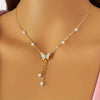 Butterfly Pendant Necklace with Faux Pearls & Rhinestones - Elegant Fashion Jewelry for Women, Perfect Vacation or Party Gift