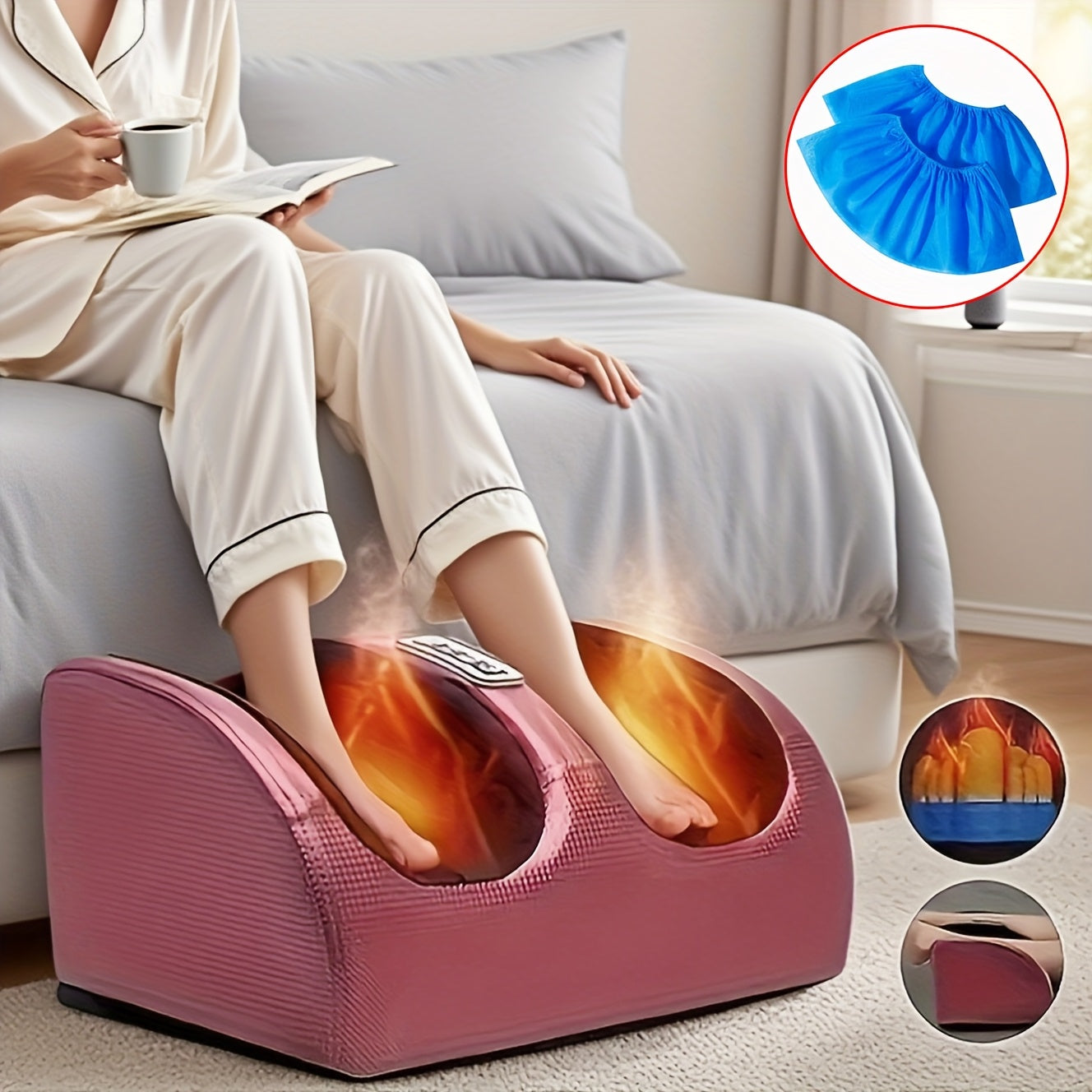 Foot Massager with Heat & Deep Kneading – Compression Therapy for Feet, Legs & Arms – Plug-In Home & Office Relaxation Gift
