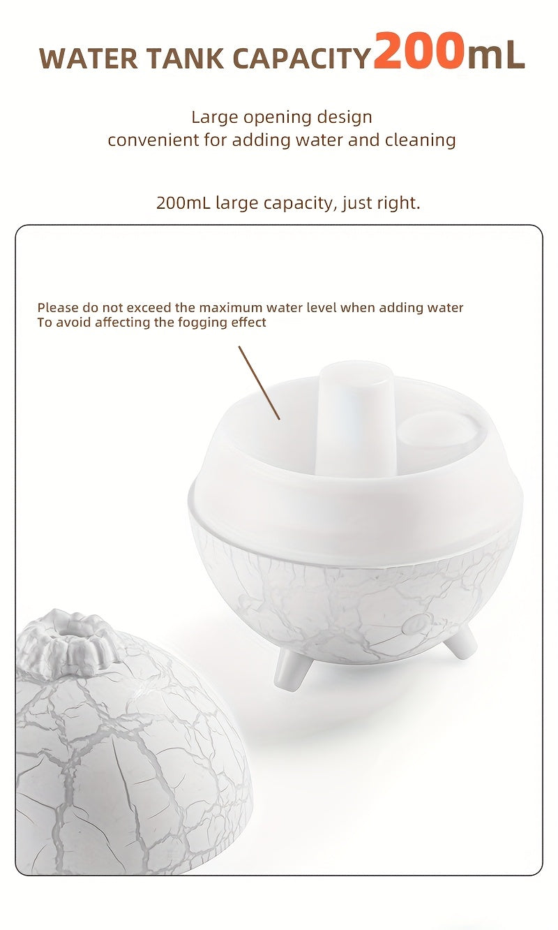 Crackled-Globe Ultrasonic Humidifier & Essential Oil Diffuser – Compact Desktop Mist Maker for Office & Bedroom