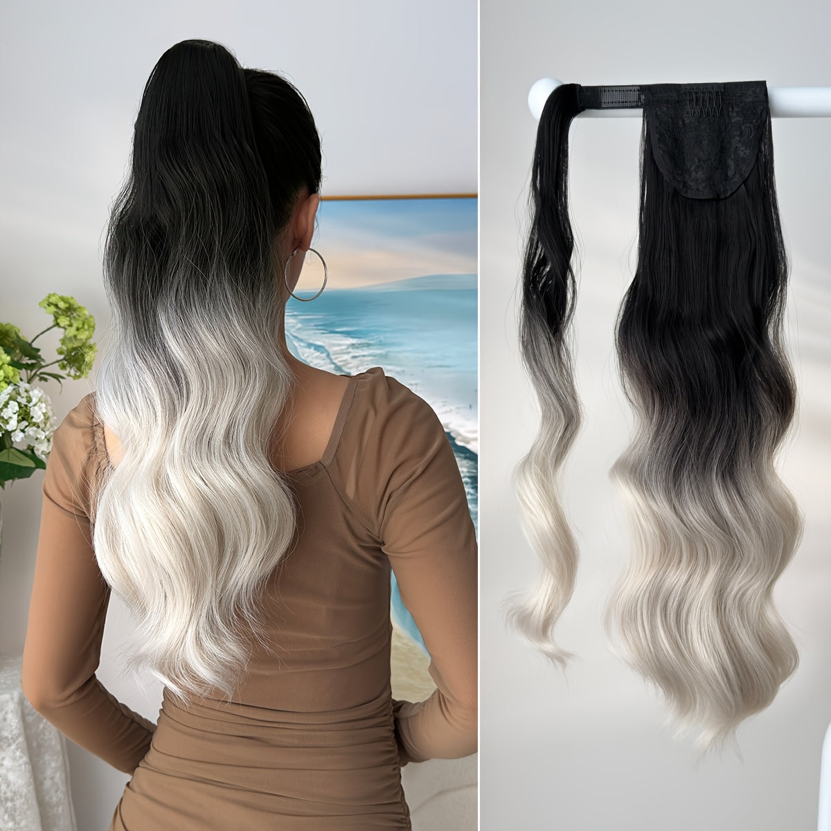 24-inch (61 cm) Body Wave Clip-In Ponytail Extension - Heat-Resistant Synthetic Hairpiece, Easy Secure Clip for Women & Girls