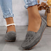 Vintage Floral Crystal Embellished Women's Slip-On Loafers - Lightweight All-Season Flats with TPR Sole and Fabric Insole
