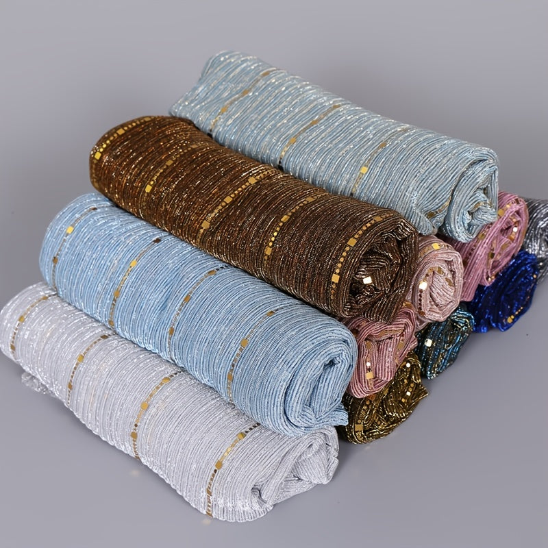 Women's Solid Color Metallic Scarf - Lightweight Breathable Shawl Wrap