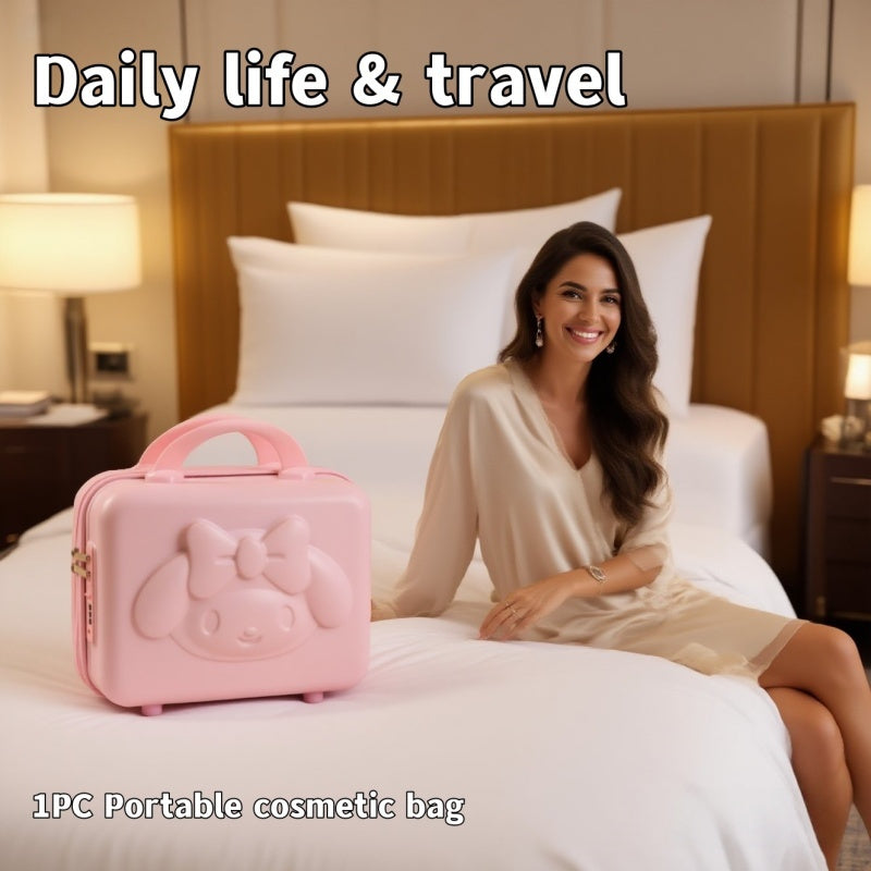 Sanrio Hello Kitty & Big-Eared Rabbit Pink Tote Bag with Cosmetic Case – Large Capacity Kawaii Handbag for Travel & Daily Use