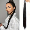 28-inch (71 cm) Long Straight Synthetic Ponytail Extension with Elastic Band - Black Heat-Resistant Soft Fiber