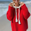 Plus Size Women's Hooded Sweater - Semi-Sheer Tassel Pullover, Machine Washable Long Sleeve Fall/Winter Top