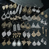 Vintage Ethnic Silvery Geometric Cut-Out Zinc Alloy Dangle Earring Set — Multi-Pack 16/24/25/26 Pairs, Minimalist Tribal Jewelry for Women