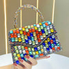 Gold Rhinestone Crossbody Evening Bag with Detachable Strap and Magnetic Closure - Wedding Party Clutch