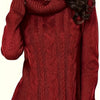 Women's Turtleneck Sweater - Long Sleeve Red Pullover, Soft Stretch Knit, Curvy Fit, Fall Winter Layering