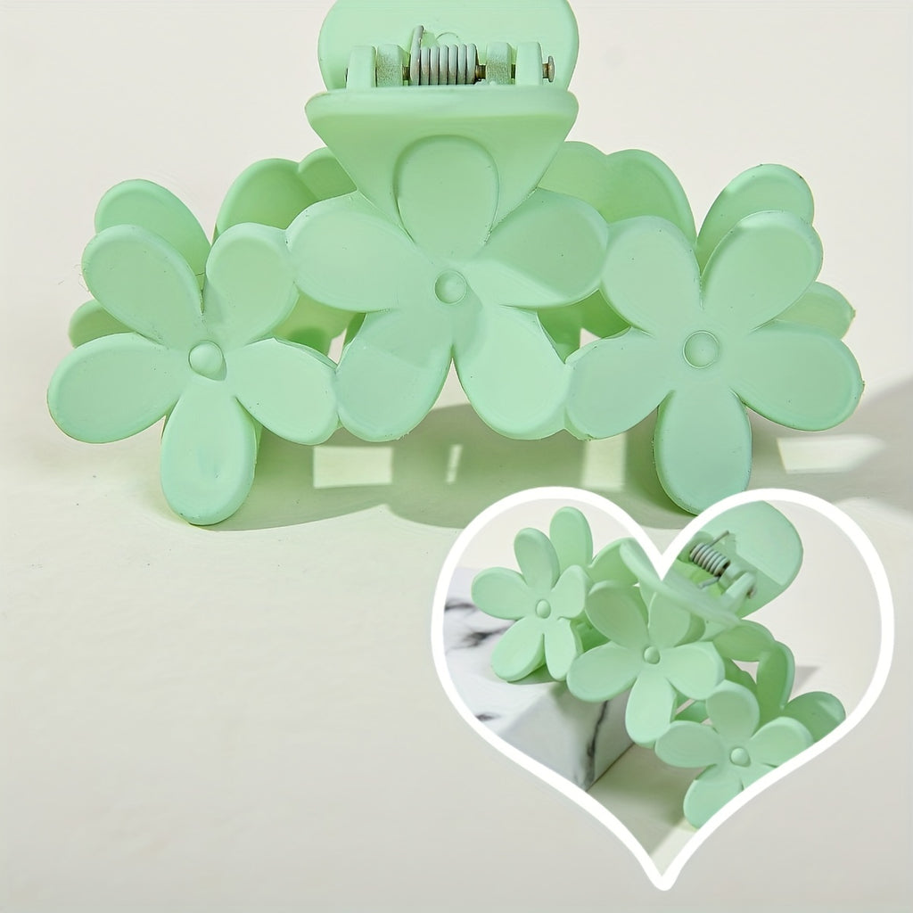 Bohemian Flower Hair Claw Clip - Solid Color Plastic Ponytail Hair Clip for Women