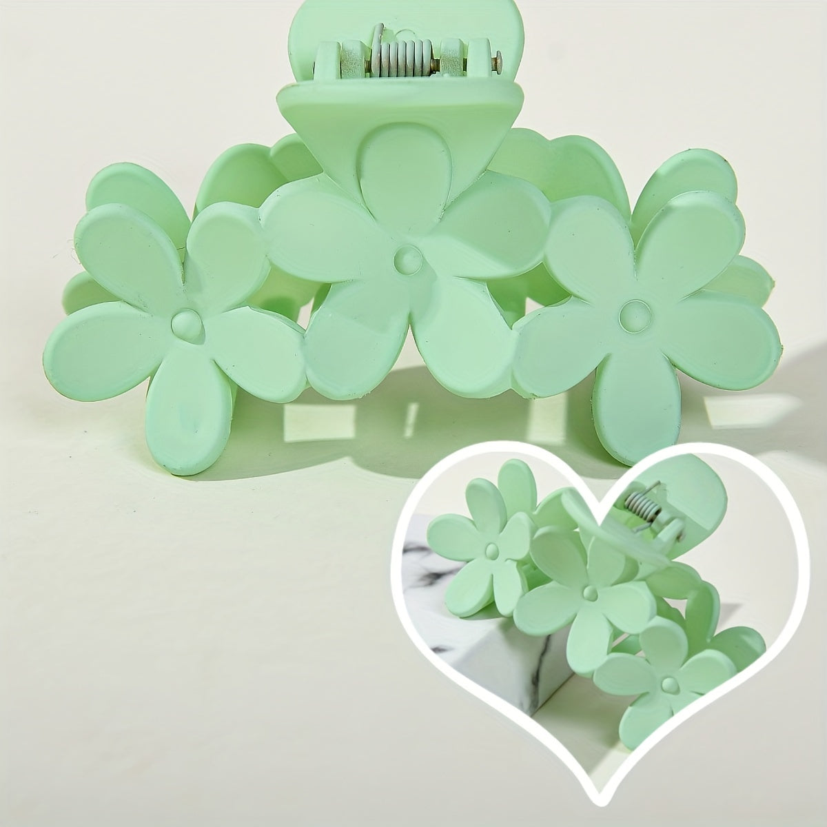 Bohemian Flower Hair Claw Clip - Solid Color Plastic Ponytail Hair Clip for Women