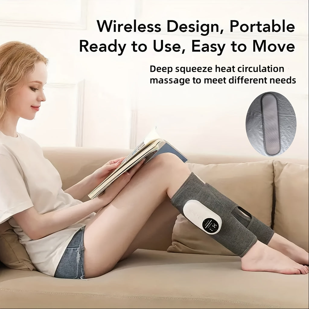 Cordless Air Compression Leg Massager – USB Rechargeable Circular Calf Press, 3 Intensities for Feet, Thighs & Knees