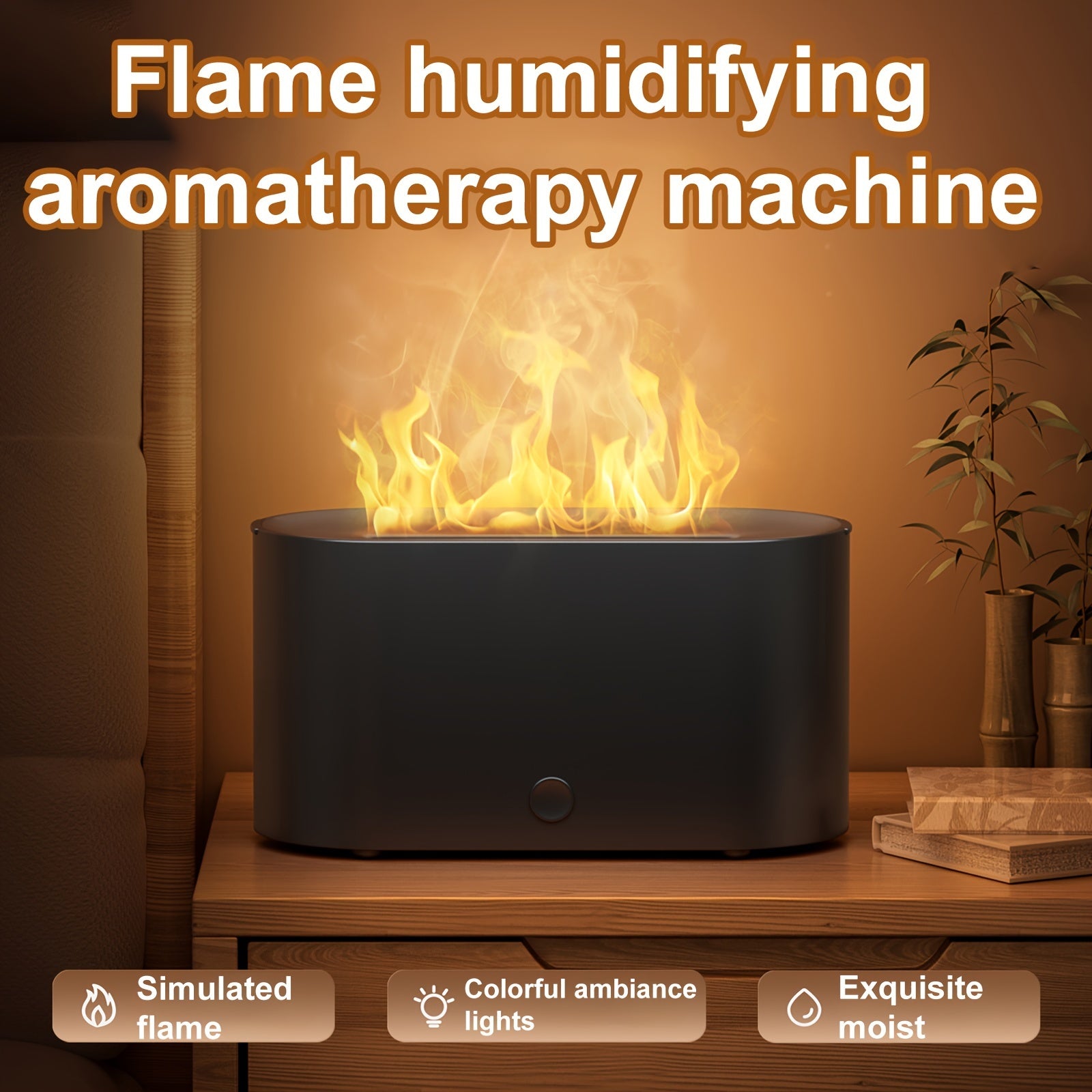 7-Color Simulated Flame Humidifier & Aromatherapy Diffuser — USB Dimmable Lamp for Bedroom & Home Decor, Gift