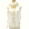 Bohemian Ruffle Edge Scarf — Long Lightweight Breathable Shawl with Glitter Accents, Sun Protection Wrap for Women