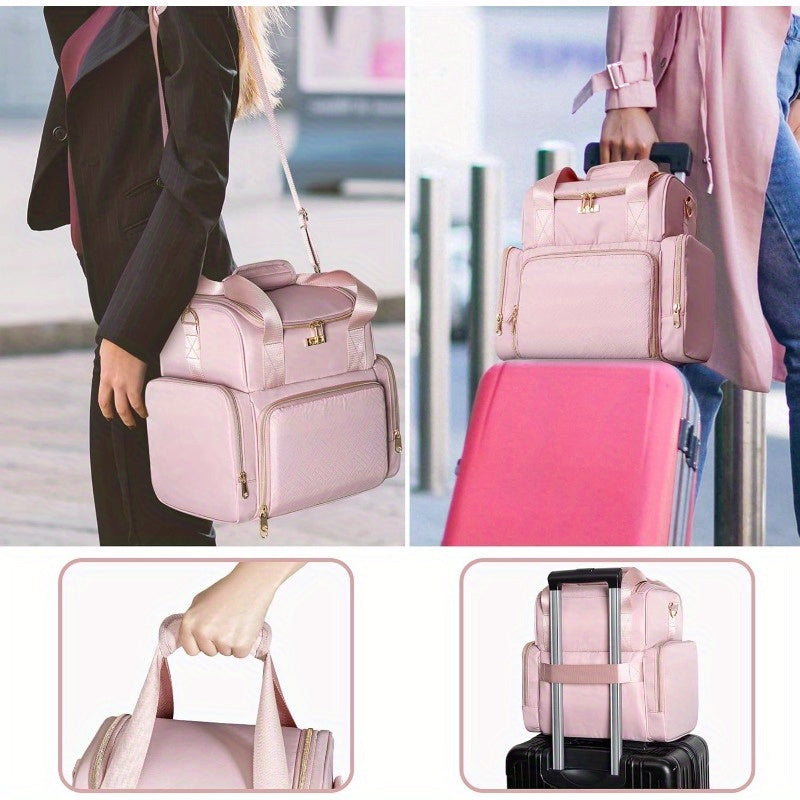 Large Double-Layer Travel Makeup Bag 11.8 x 8.6 x 11.8 in (30 x 22 x 30 cm) – 3 Removable Cases, Inner Dividers & Brush Organizer