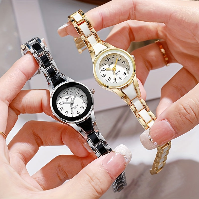 2-Pack Women’s Bracelet Quartz Watches – Gold & Silver Stainless Steel Wrist Watch Set