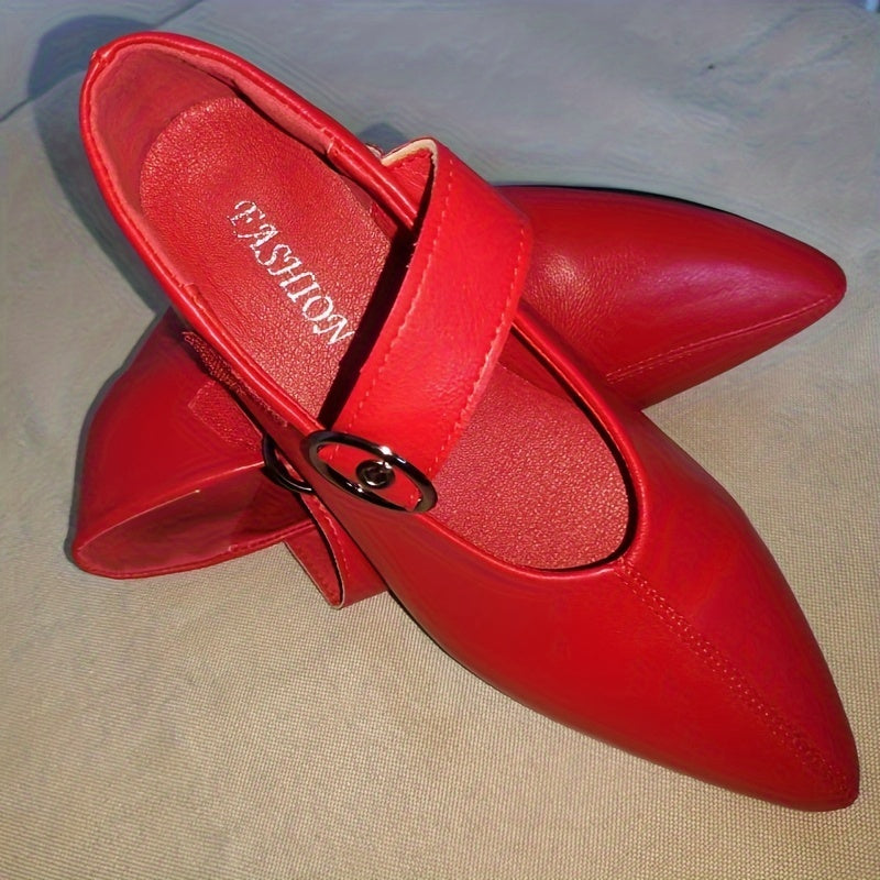 Women's D'Orsay Peep-Toe Block Heels with Fish-Mouth Buckle – Mid Block Heel, Water-Resistant Man-Made Upper