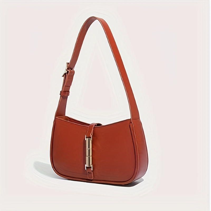 KoniKoni French-Inspired Women's Shoulder Handbag – Magnetic Closure, Gold-Tone Hardware, Microfiber Leather Tote (Beige, White, Black, Burgundy, Light Brown)