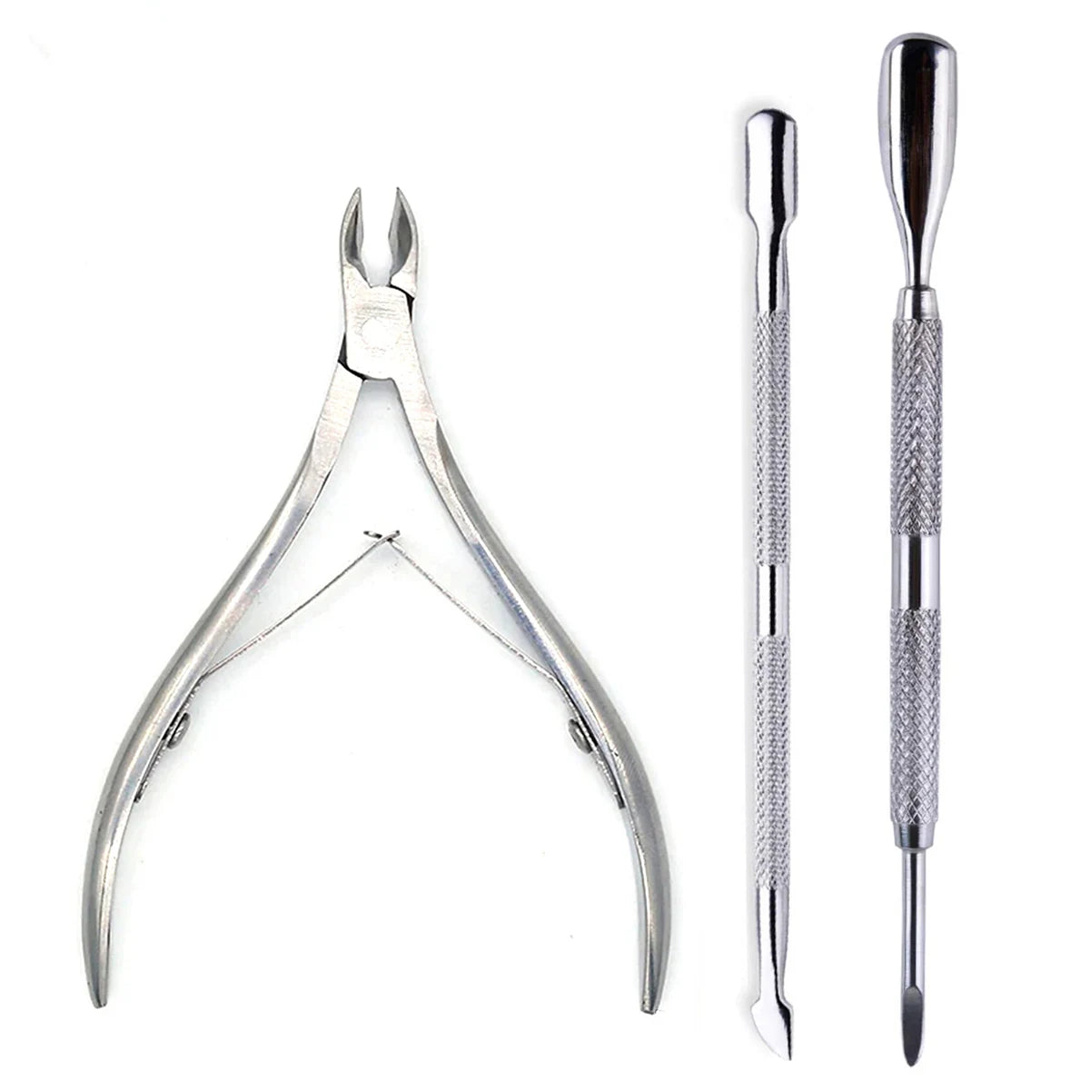 4-Piece Professional Stainless Steel Manicure Kit - Nail Clippers, Scissors, Nippers & Cuticle Pusher