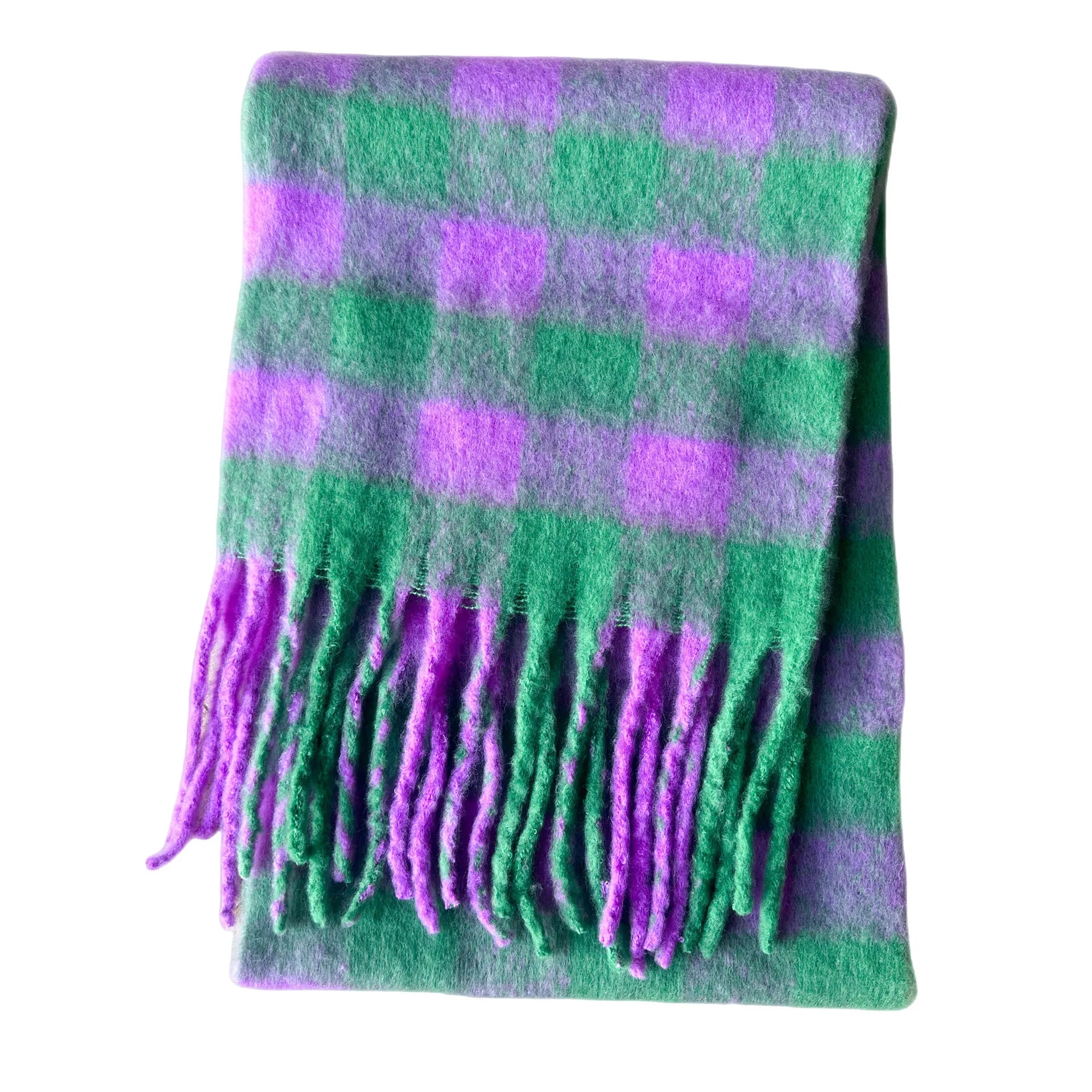 Luxury Cashmere-Blend Winter Scarf for Women – Thick Warm Shawl with Tassels, Soft Fluffy Solid & Plaid