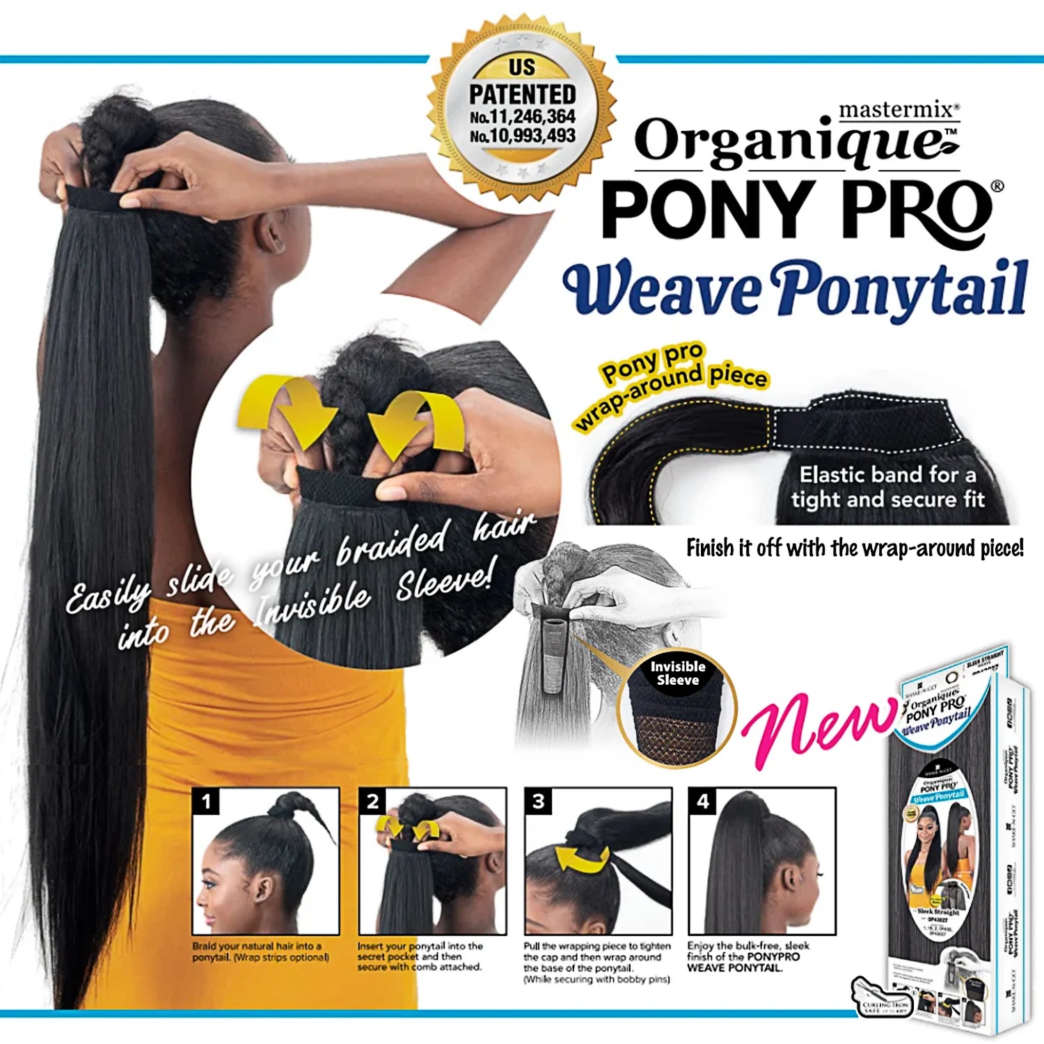 Shake-N-Go Organique Pony Pro Sleek Straight Synthetic Ponytail with Secret Pocket - Pre-Sewn Weave
