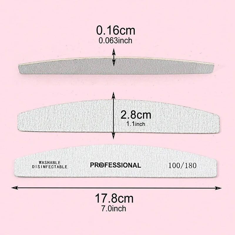 5-Piece Nail File & Buffer Set - Multi-Grit Emery Files for Manicure, Gel & Acrylic