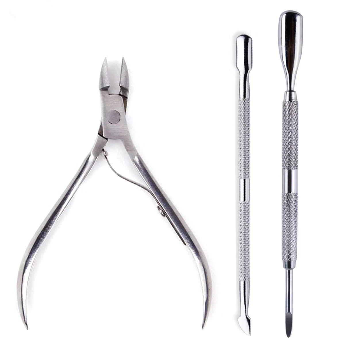 4-Piece Professional Stainless Steel Manicure Kit - Nail Clippers, Scissors, Nippers & Cuticle Pusher