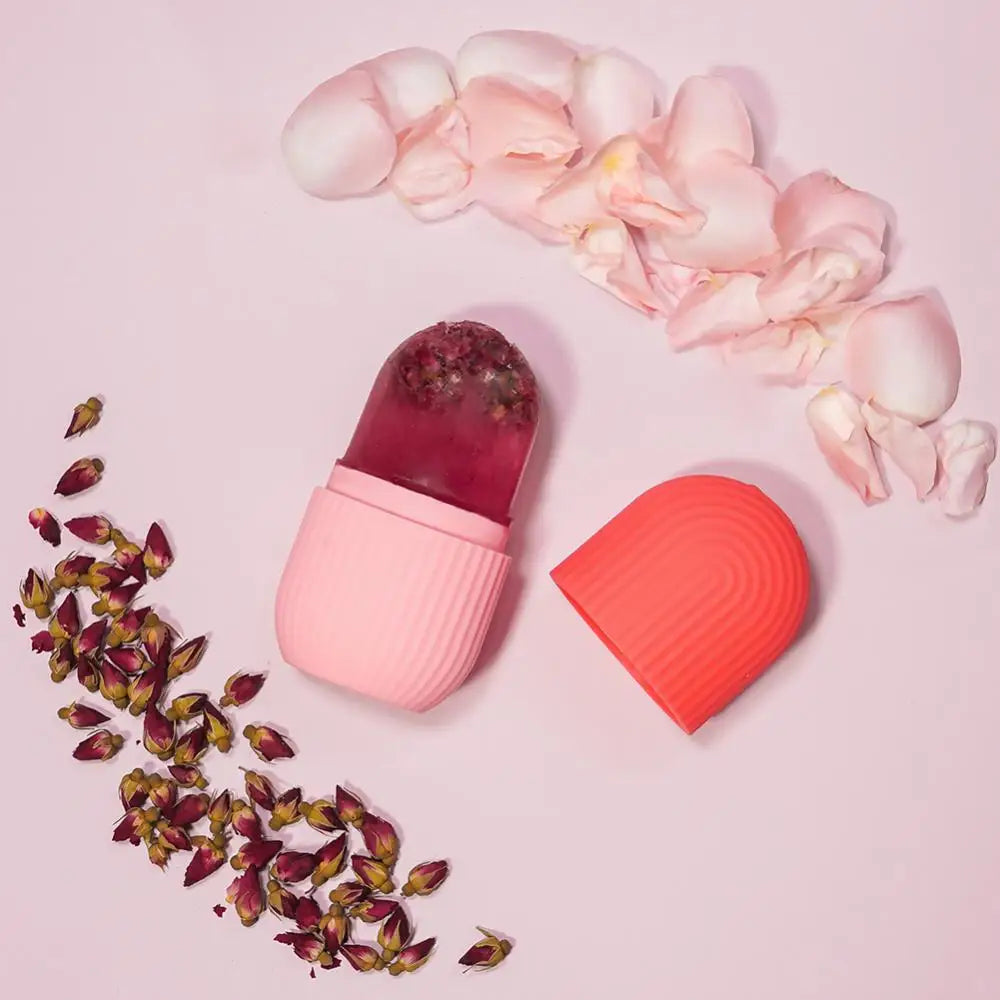 Silicone Facial Ice Cube Tray Reusable Frozen Face & Eye Roller Massage Tool for Depuffing and Skin Firming