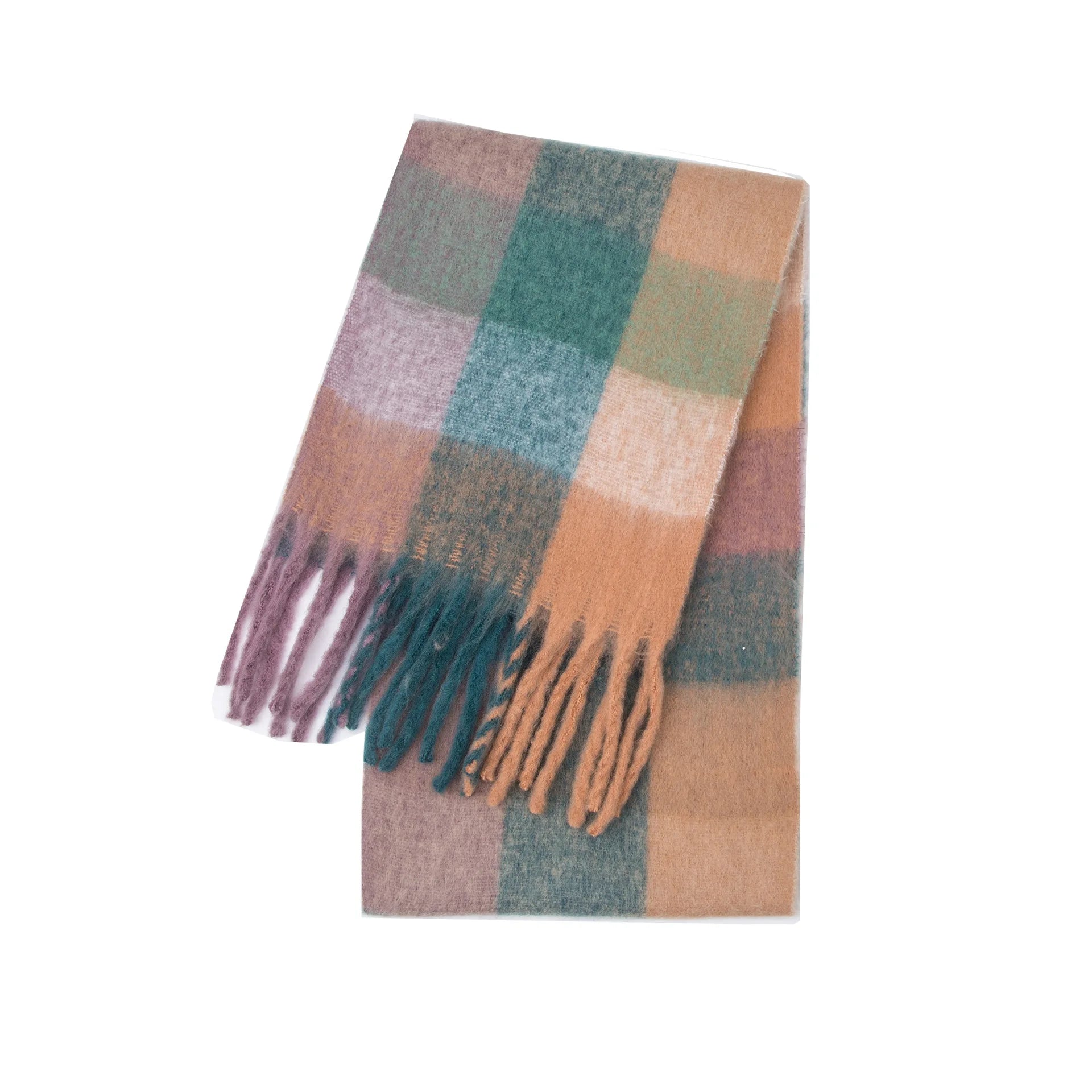 Luxury Cashmere-Blend Winter Scarf for Women – Thick Warm Shawl with Tassels, Soft Fluffy Solid & Plaid