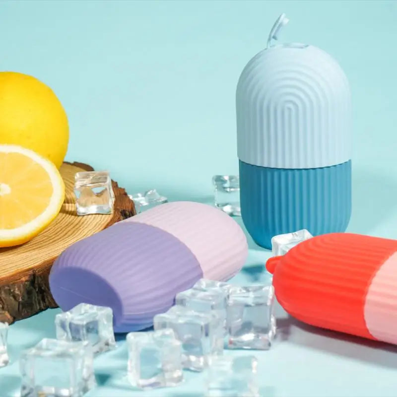 Silicone Facial Ice Cube Tray Reusable Frozen Face & Eye Roller Massage Tool for Depuffing and Skin Firming