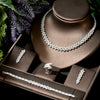 Classic Rectangular Cubic Zirconia Bridal Necklace and Earring Set CZ Wedding Jewelry
