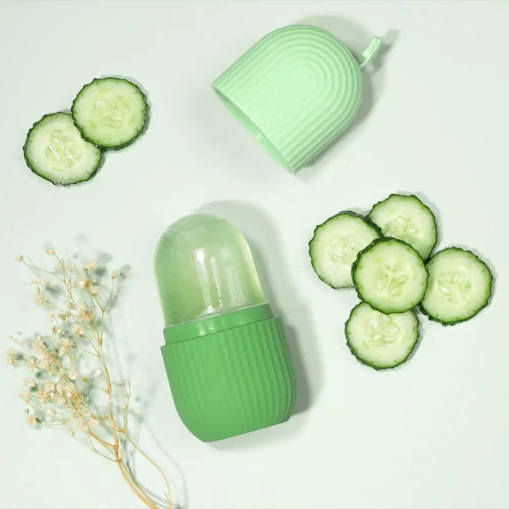 Silicone Facial Ice Cube Tray Reusable Frozen Face & Eye Roller Massage Tool for Depuffing and Skin Firming