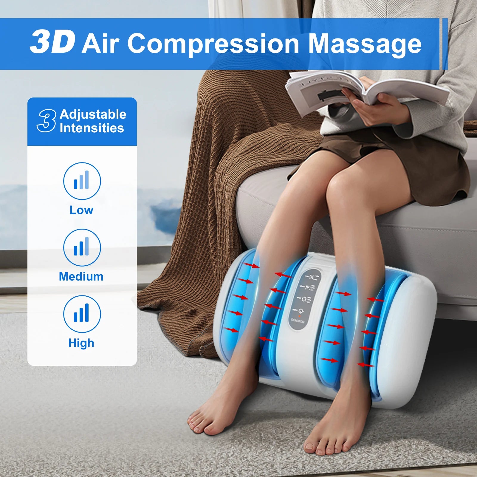 HOMEMASSA Shiatsu Foot Massager with Heat — Deep Kneading & Rolling for Tired Feet, Stress Relief, Home & Office
